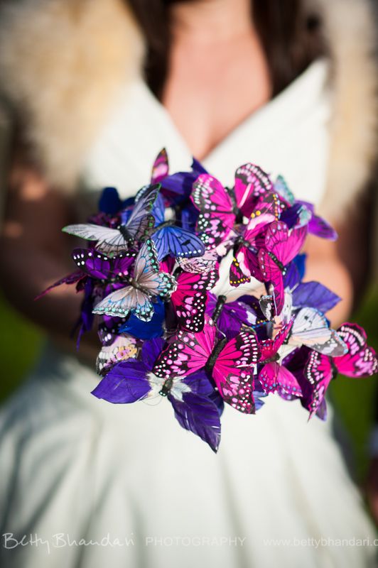 Ramo de flores para novia mariposas