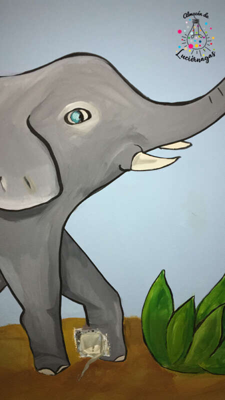 Pintura mural habitación infantil Elefante